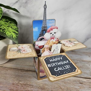 Paris Surprise Trip Birthday Any Occasion Celebration 3D Box Greeting Card Personalized Party Decoration Keepsake