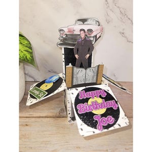 Elvis Presley Personalisierter Geburtstag/Begrüßung/Feier 3D Pop-Up Box Karte / Party Dekoration Personalisiertes Andenken Geschenk