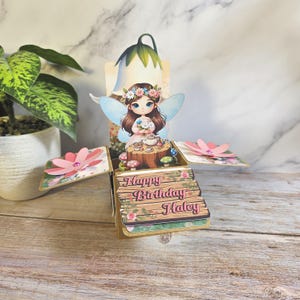 Fee Tee Zeit Blumen Gartenparty Geburtstag Jeden Anlass Gruß 3D Pop-up Box Karte Party Dekoration Personalisiertes Andenken