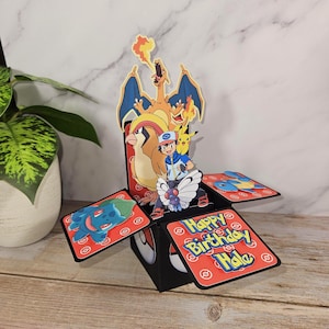 Pokémon Personnalisable Célébration d'anniversaire Toutes les occasions de voeux Boîte pop-up 3D Carte Décoration de fête Souvenir personnalisé