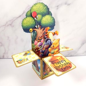 Pooh und Friends 3D Personalisierte Pop-Up-Box-Karte Jeden Anlass Party Dekoration Andenken Geschenk