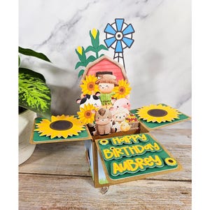 Bauernhofleben Geburtstagsfeier Jeden Anlass Gruß 3D Pop-Up Box Karte Party Dekoration Personalisiertes Andenken