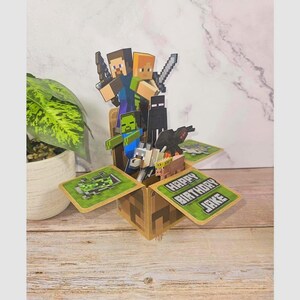 Minecraft Birthday/Celebration/Greeting 3D Pop-up Box Card/ Party Decoration Personalized Keepsake
