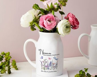 Personalised Nanny Vase Mothers Day Gift, Grandma Vase, Nanny Vase Gift, Nanny Gifts, Grandma Gift, Gift For Her, Floral Nana Vase