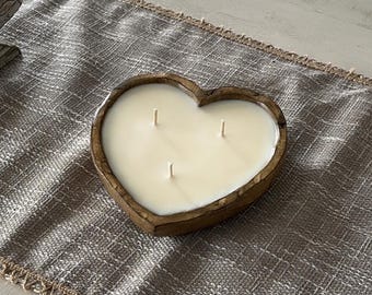 Handgemachte Holzkerze Herz Kokosnuss Apricot | Valentinstag Geschenk