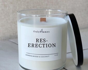 Res-Erection Candle: Sandalwood & Coconut Scented Soy Candle - Funny Easter Gag Gift