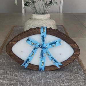 Customizable Wood Football Candle: NFL Team Decor, Fall Scents, Football Dough Bowl bild 2