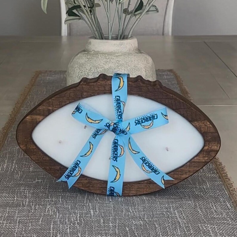 Customizable Wood Football Candle: NFL Team Decor, Fall Scents, Football Dough Bowl bild 2