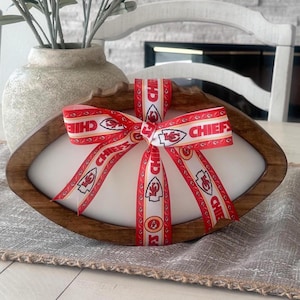 Customizable Wood Football Candle: NFL Team Decor, Fall Scents, Football Dough Bowl bild 1
