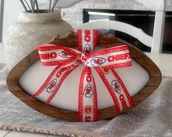 Customizable Wood Football Candle: NFL Team Decor, Fall Scents, Football Dough Bowl