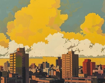 Yellow Sky Chromatic Metropolis: A Fusion of Urban Dreams