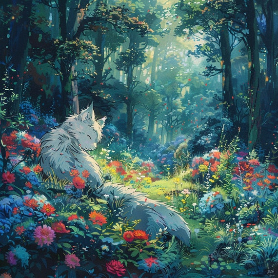 Studio Ghibli Art Style Forest Landscape - Etsy Studio Ghibli Art Style Forest Landscape - Etsy