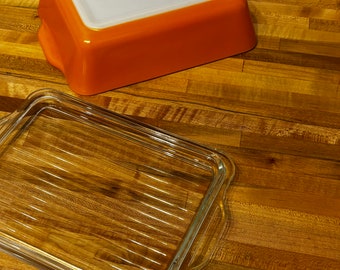 Vintage Pyrex Orange Refrigerator Dish with Lid