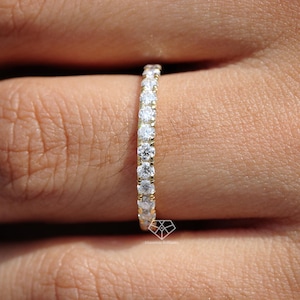 Lab Grown Diamond Full Eternity Wedding Band, 2mm CVD Diamond Eternity Ring, Low Profile Anniversary Band, 14k Solid White Gold Promise Band