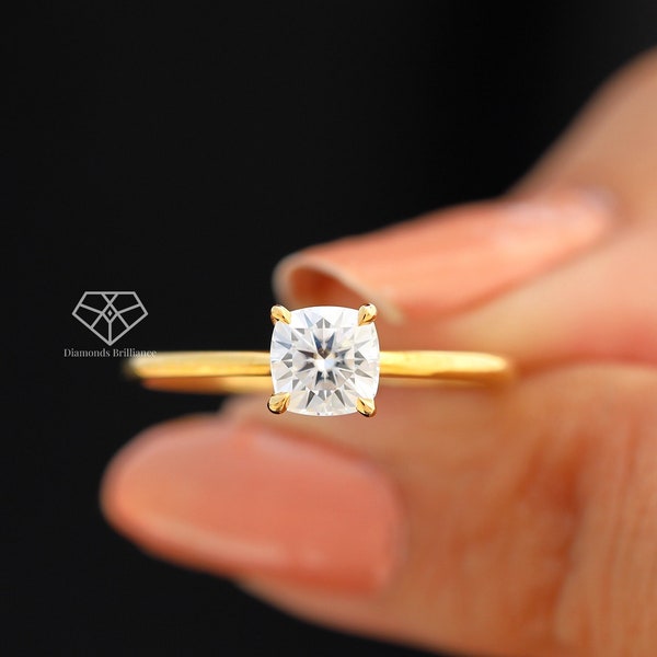 Cushion Cut Lab Grown Diamond Wedding Ring, Solitaire Diamond Engagement Ring, Diamond Ring for Women, Anniversary Ring, IGI Certified Ring