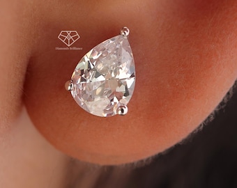Pear Cut Lab Grown Diamond Stud Earrings 0.50-5.0 Carat Pear Cut Lab Grown Diamond Stud Earrings 14k Solid Gold Diamond Earring For Daughter