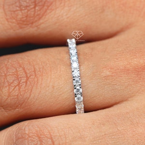 2mm Lab Created diamond wedding band 14k White Yellow Rode Gold Pave Half Eternity Wedding ring 2mm Lab Grown Diamond 14k Solid Gold ring