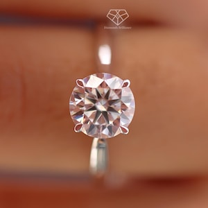 IGI Certified D Color VVS2 Clarity Round Brilliant Cut Diamond Solitaire Engagement Ring, Lab Grown CVD Diamond, 10k/14k White Gold Ring
