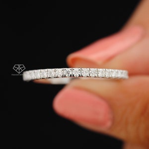 0.27 TCW Lab grown Diamond, 1.5mm Half Eternity Diamond wedding Band, EF/VS Lab Diamond Ring, Matching Diamond Band, Birthday Gift