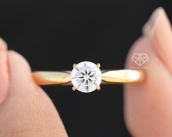 Runder Diamant-Ehering, 0,50 ct bis 3,0 ct Lab Grown Diamond Solitär-Verlobungsring, Jubiläumsgeschenkring, Diamantring für Sie vorschlagen
