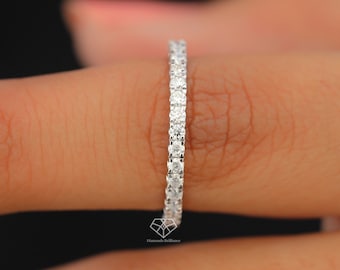 Platinum Lab Grown Diamond Ring, 0.72 TCW Round Full Eternity Wedding Band, 950 Platinum Ring, Infinity Pave Diamond Ring, PT950