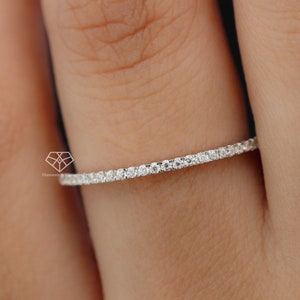 Platinum Wedding Band, 1mm Half Eternity Colorless Moissanite Band For Women, Wedding Ring Matching Band For Her, 950 Platinum