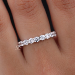 Diamond Eternity Band, 2.5mm Full Eternity Lab Grown Diamond Wedding Band, 14k Eternity Share Prong Anniversary Ring, Diamond Band For Her