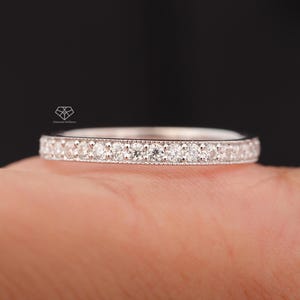 1.5mm Lab Grown Diamond Full Eternity Milgrain Band, Round Diamond Wedding Band , Anniversary Gift, Moissanite Vintage Pave Diamond Band