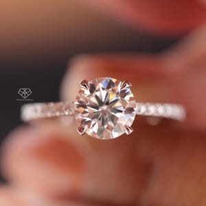 Lab Grown Diamond Ring for Women, 0.50 - 5.0 CT Round  Lab Created Diamond, Pave Engagement Ring, Diamond Wedding Ring, Best Proposal Ring