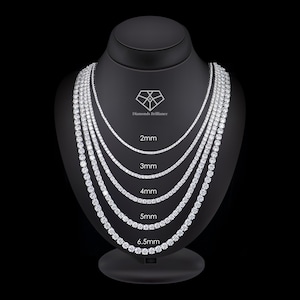 Lab Grown Diamond Tennis Necklace, 3mm to 6mm Round Diamond Necklace, 14k Gold Lab Grown Diamond Necklace, 16-24 Inch Tennis Necklace