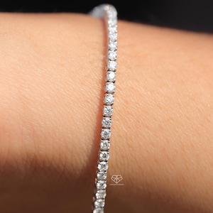 Natural Diamond Tennis Bracelet, 2 Ct Diamond Tennis Bracelet, 14k Solid Gold Diamond Bracelet For Women, Beautiful White Diamond Bracelet