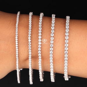 925 Sterling Silver Moissanite Tennis Bracelet, 2-4mm Moissanite Tennis Bracelet For Unisex, VVS Tennis Diamond Bracelet For Her/Him