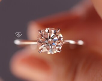 Pierścionek zaręczynowy z diamentem solitaire o masie od 0,50 CT do 5,0 CT, obrączka ślubna z okrągłym diamentem, pierścionek na rocznicę, pierścionek z diamentem na oświadczyny dla niej