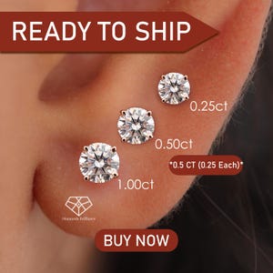 Lab Grown Diamond Stud Earrings, 0.50 - 5.0 carat 10k/14k Solid Gold Diamond Stud, 4-prong Lab Diamond IGI Certified Solitaire Earring