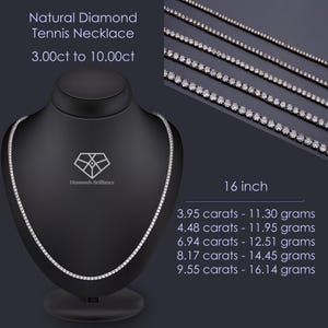 Natural Diamond Tennis Necklace, IGI certified 16 inch Diamond Tennis Necklace, 14k Gold Genuine Natural White Diamond Tennis Necklace