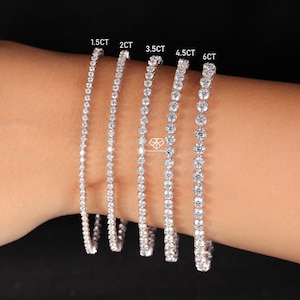 Diamond Tennis Bracelet, 1.0 - 10.0 CT Lab Grown Diamond Tennis Bracelet, 10k/14k Solid Gold Diamond Bracelet, Three Prong Diamond Bracelet