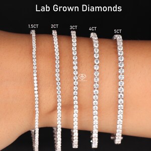 925 Silver Lab Grown Diamond Tennis Bracelet: DE/VS Clarity