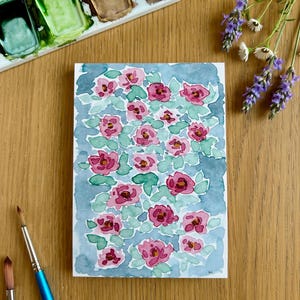 Carte postale Roses | Motif floral | Aquarelle | Format A6 | Impression d'art