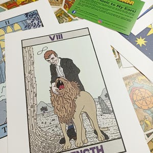 Lámina de Tarot de roca - Lámina de Tarot de roca de Mark E. Smith - Lámina de Tarot de roca de The Strength - Lámina de Tarot - Ilustración de leyenda del rock