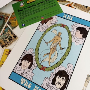 Impressão de arte do tarô do rock - Impressão de arte do tarô do rock dos Beatles - Impressão de arte do tarô do rock do mundo - Impressão de arte do tarô do rock - Ilustração da lenda do rock