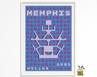 Memphis Bewegung Poster – 80er Jahre Design Kunstdruck – Ettore Sottsass inspiriert – Bunte geometrische Wandkunst