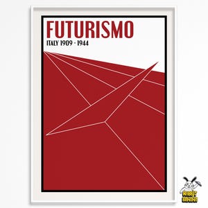 Poster Futurismo Rosso – Stampa d'arte del Futurismo Italiano – Arte murale d'avanguardia – Movimento modernista – Stampa su carta opaca da 230 g