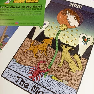 Impressão de arte do tarô do rock - Nick Drake Impressão de arte do tarô do rock - A lua Impressão de arte do tarô do rock - Impressão de arte do tarô - Ilustração da lenda do rock