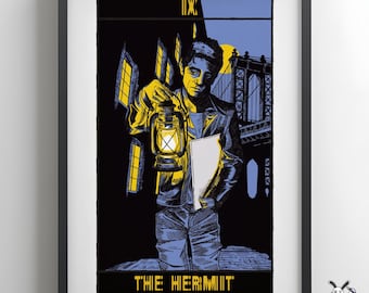 Lou Reed as The Hermit Tarot Card Print | Rock Tarot Poster | Music Art Gift