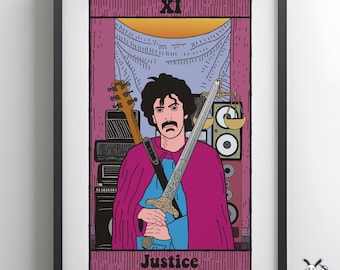Frank Zappa Rock Tarot Art Print - Justice Card