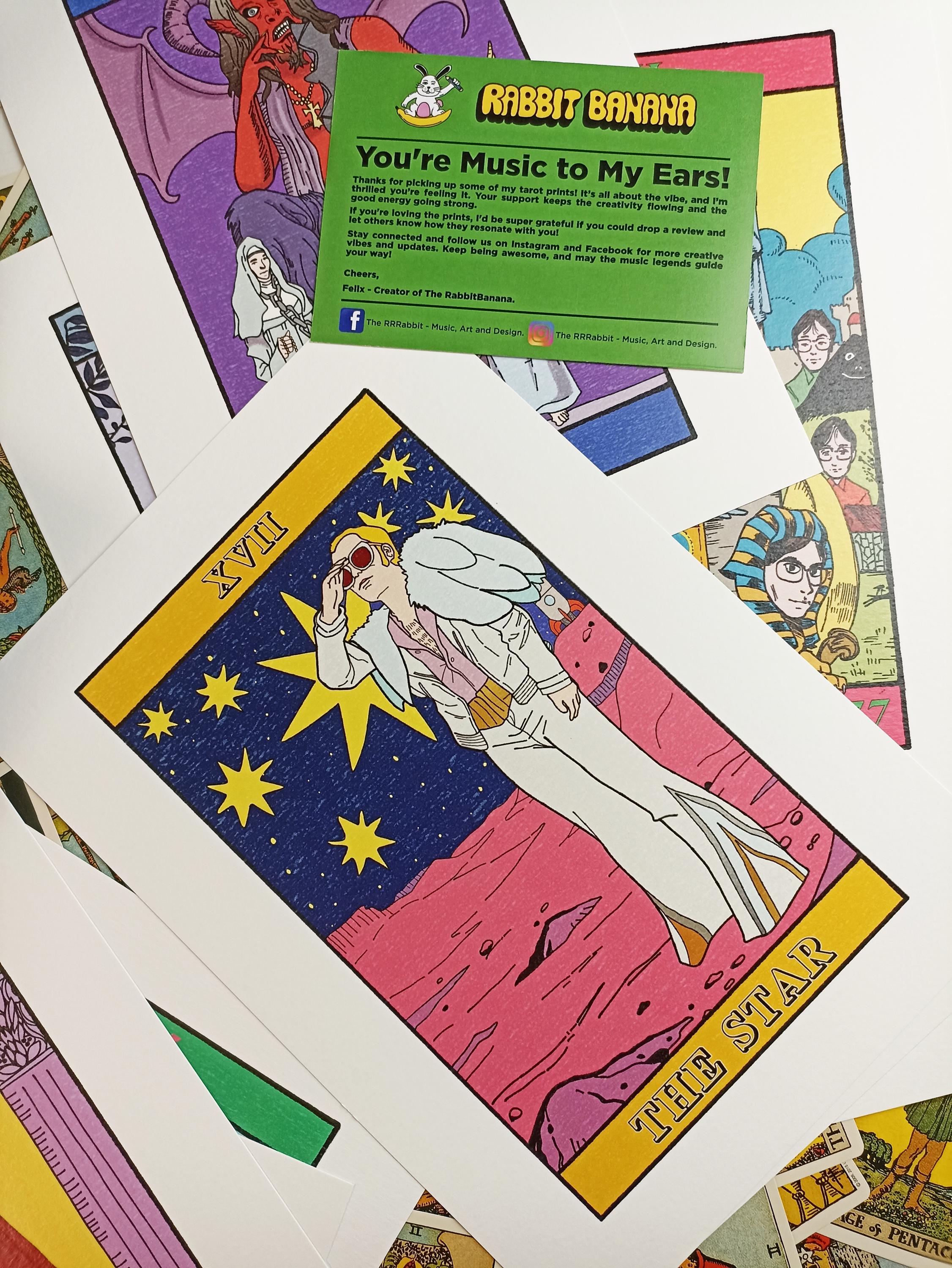 Rock Tarot Art Print - Rocket Man rock Tarot Art print - The Star Rock Tarot Art Print - Tarot Art Print - Rock Legend Illustration