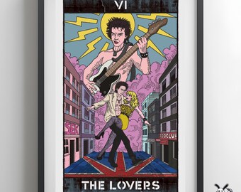 Sid Vicious and Nancy Tarot Art Print - The Lovers Card