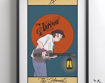 Neil Young 'The Hermit' Tarot Art Print - Rock Legend Illustration