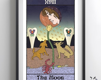 Nick Drake 'The Moon' Tarot Art Print – Rock Legend Illustration