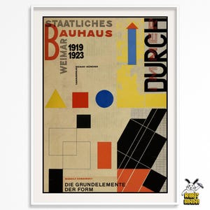 Manifesto Bauhaus Weimar – Stampa d&#39;arte modernista – Arte murale del movimento artistico tedesco – Carta opaca da 230 g – Stampa di qualità museale
